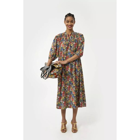 Rebecca Minkoff Tina Tie Waist Floral Midi Dress - Picture 2 of 14